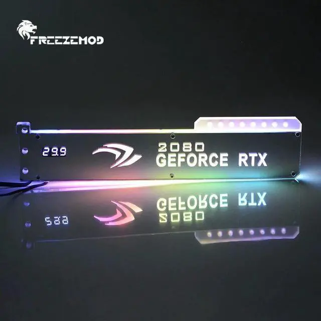 Alt view image 3 of 6 - RGB VGA Bracket Acrylic GPU Holder with Temperature Display ROG/ASUS/GIGABYTE/NVIDIA Video Card Support 5V 3PIN ARGB AURA SYNC