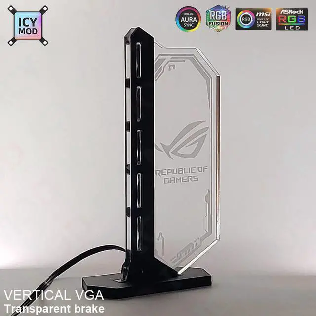 Alt view image 4 of 6 - Vertical GPU Support Customize Colorful VGA Transparent Bracket Video Card Stand GPU Holder 12V/5V AURA SYNC WaterCooler PC MOD