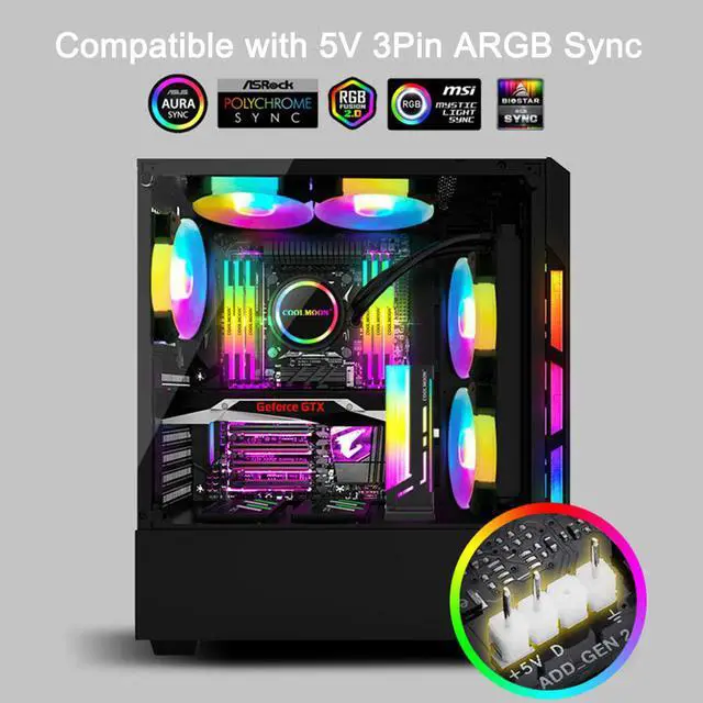 Alt view image 2 of 6 - Coolmoon GPU Graphics Card Bracket Vertical 5V 3Pin ARGB Sync Colorful Video Card Holder VGA Support Chassis PC Accessories BYKfgbl