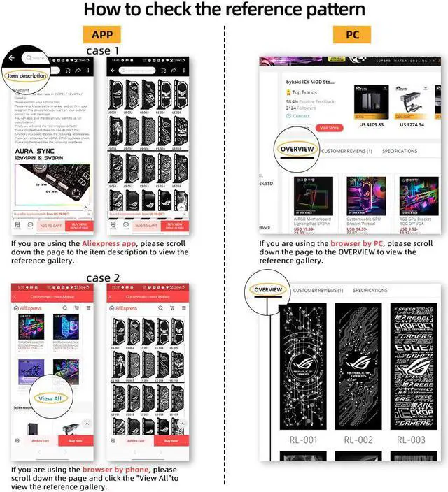 Alt view image 6 of 6 - Mirror GPU Bracket Acrylic ROG Faith 5V/12V VGA Support Customizable GPU Holder AURA SYNC Water Cooler Custom MOD High Quality