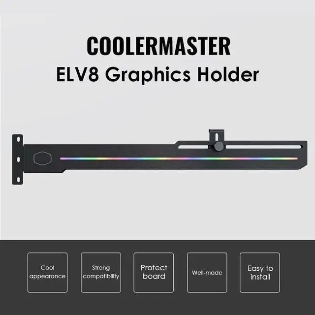 Alt view image 6 of 6 - Graphic Card Bracket Cooler GPU Holder Adjustable Length Master ELV8 ARGB Height for Office Caring Computer Supplies