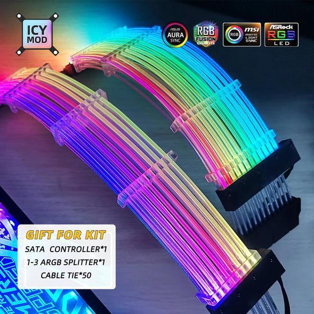 ARGB GPU Extension Cable 3x8PIN Rainbow Lighting Cable 8+8 Strimer