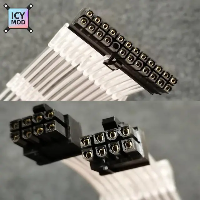 Alt view image 2 of 5 - ARGB GPU Extension Cable 3x8PIN Rainbow Lighting Cable 8+8 Strimer Wire 24PIN MOBO VGA 8+8+8 RGB Motherboard Extender PC MOD