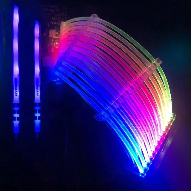Alt view image 5 of 6 - GPU Extension Cable 8PIN 5V3PIN Lighting Cable 24PIN 8+8 Strimer Wire VGA 8+8+8 Extension RGB Motherboard Extender PC MOD A-RGB