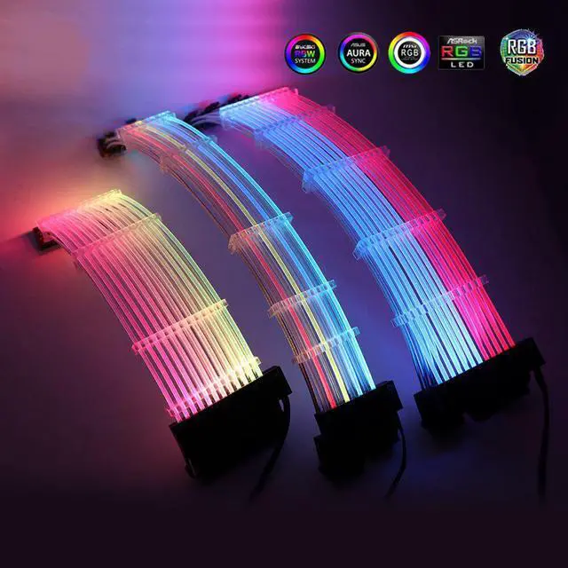 Main image of GPU Extension Cable 8PIN 5V3PIN Lighting Cable 24PIN 8+8 Strimer Wire VGA 8+8+8 Extension RGB Motherboard Extender PC MOD A-RGB