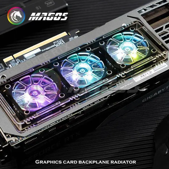 Alt view image 5 of 6 - Graphics Card Backplane Radiator Heat Dissipation Cooling Fan RGB RTX3090 3070 3080 Memory VRAM Cooler GPU Backplate HeatSink