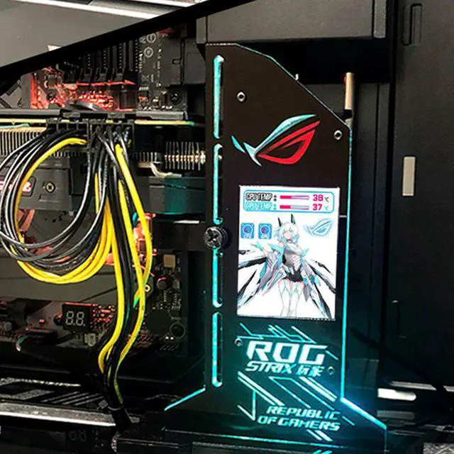 Alt view image 6 of 6 - RGB GPU Bracket ROG 2.4-inch Display LED Monitor Screen Video Card Holder,For DIY PC Case Decorate,SYNC /ARGB M/B Synchronize