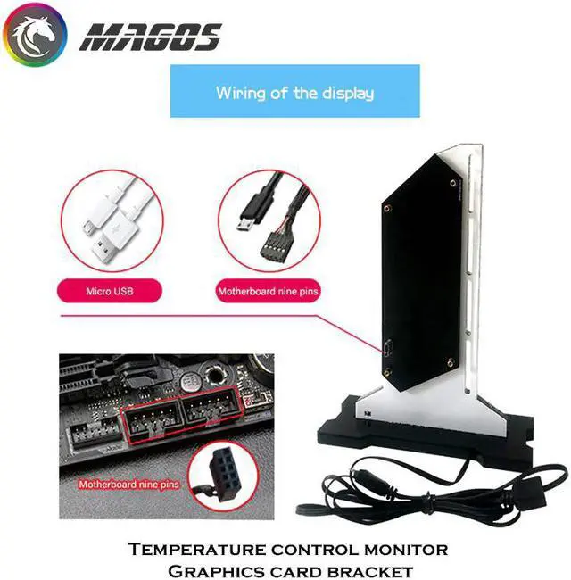 Alt view image 2 of 6 - Vertical GPU Bracket RGB With 2.4 inch Display LED Monitor Screen ROG MSI Video Card Holder For PC Cabinet Decorattion M/B SYNC