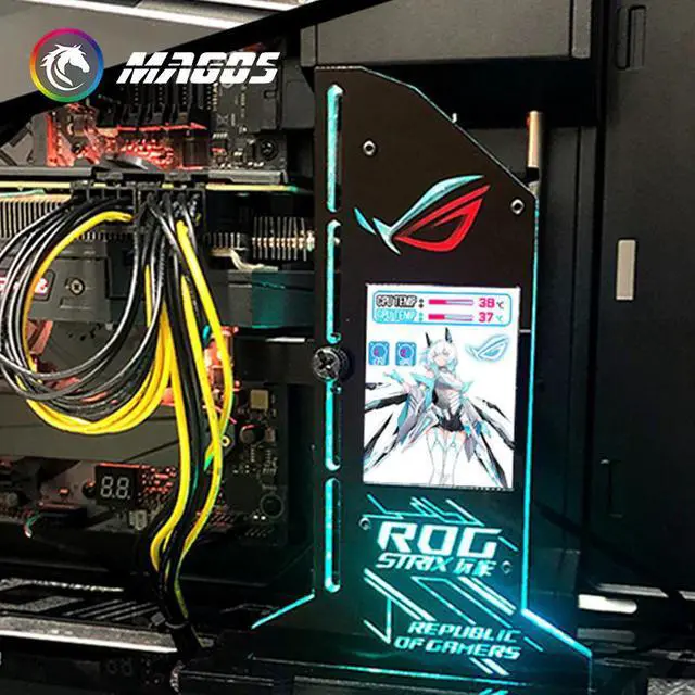 Alt view image 6 of 6 - Vertical GPU Bracket RGB With 2.4 inch Display LED Monitor Screen ROG MSI Video Card Holder For PC Cabinet Decorattion M/B SYNC