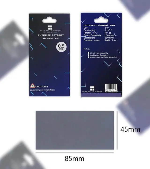 Alt view image 2 of 4 - Extreme Odyssey Thermal Pad,Non-Conductive GPU Card Water Cooling Thermal Mat 12.8W/mk 85x45x0.5mm