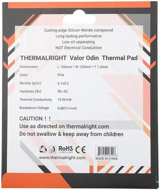 Alt view image 3 of 3 - VALOR ODIN Thermal Pad 15w/mk For Notebook,Chip,Graphics Card,Nitride Compound Silicone Pad 120x120x1.0mm