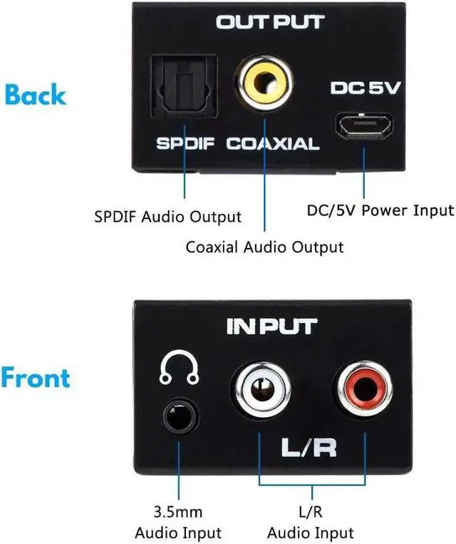 Alt view image 3 of 4 - SGEYR Analog to Digital Audio Converter ADC Analog RCA L/R 3.5mm to SPDIF Coaxial Audio Converter with 3.5mm Jack Input