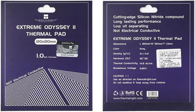 Alt view image 2 of 5 - Extreme Odyssey 2nd Generation Thermal Pad 14.8W/MK Heat Dissipation Silicone Pad CPU/GPU Graphics Card Thermal Pad Motherboard Silicone Pad 120x120x1.0mm