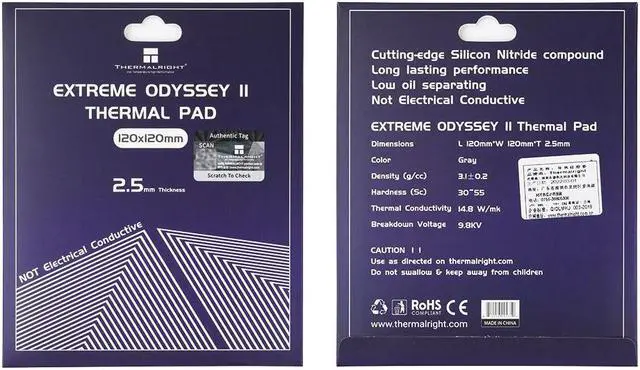 Alt view image 2 of 5 - Extreme Odyssey 2nd Generation Thermal Pad 14.8W/MK Heat Dissipation Silicone Pad CPU/GPU Graphics Card Thermal Pad Motherboard Silicone Pad 120x120x2.5mm