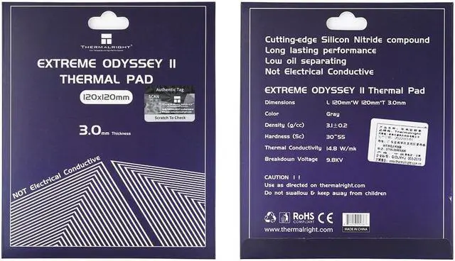Alt view image 2 of 5 - Extreme Odyssey 2nd Generation Thermal Pad 14.8W/MK Heat Dissipation Silicone Pad CPU/GPU Graphics Card Thermal Pad Motherboard Silicone Pad 120x120x3.0mm