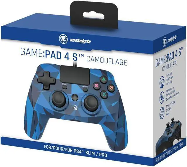 Alt view image 6 of 9 - Snakebyte Gamepad for Playstation 4 - Wired PS4 Controller with 3m Cable - Blue Camo