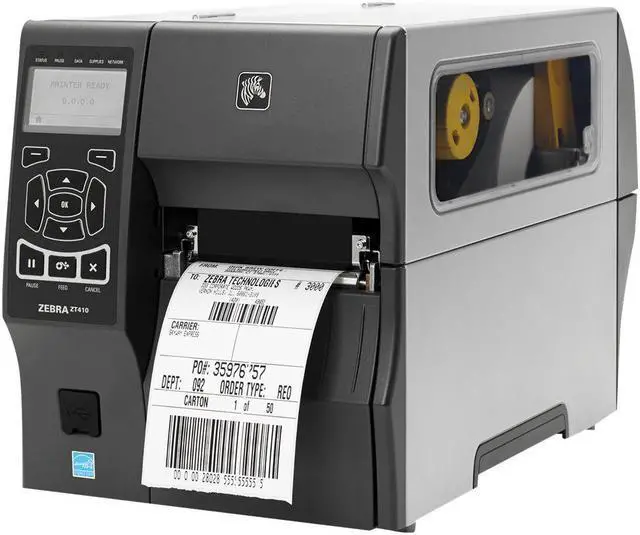 Alt view image 2 of 2 - Zebra ZT410 4" Industrial Thermal Transfer Label Printer, LCD, 300 dpi, Serial, USB, 10/100 Ethernet, Bluetooth 2.1/MFi, USB Host, Peel, EZPL, XML Support, US Cord - ZT41043-T110000Z