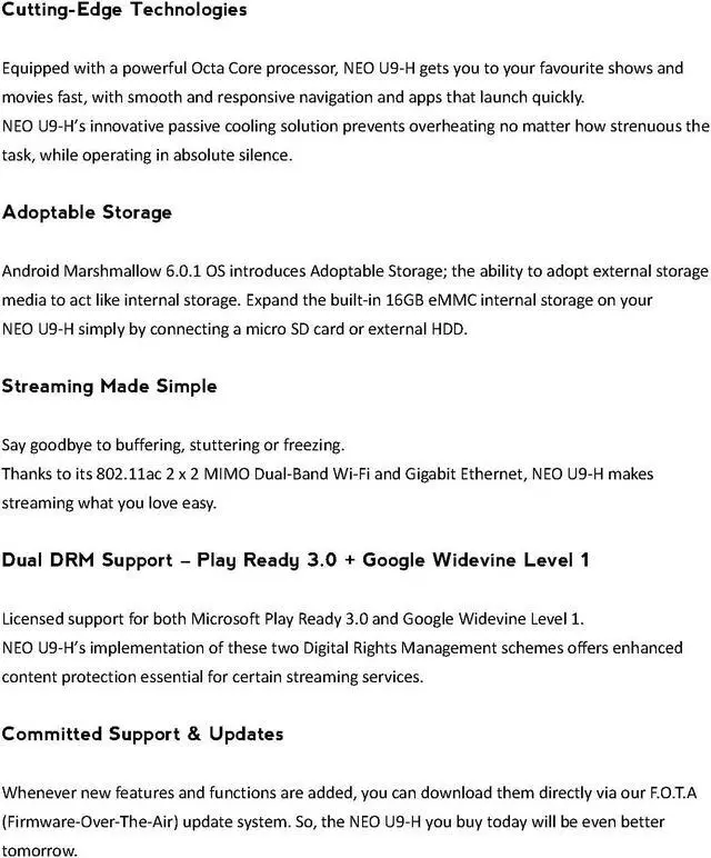 Alt view image 6 of 9 - MINIX NEO U9-H, 64-bit Octa-Core Media Hub for Android [2GB/16GB/4K/HDR]. Sold Directly by MINIX Technology Limited.