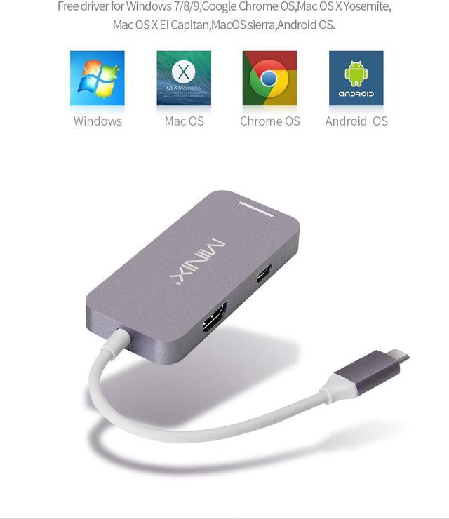 MINIX NEO C-D Pro Aluminum USB C multiport Adapter for Apple