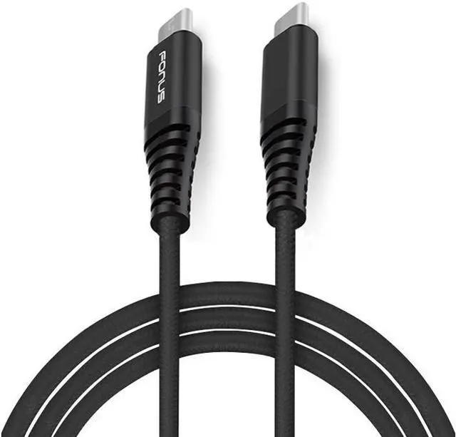 Main image of 10ft Long Braided Type-C Cable [C-to-C] Black Sync Wire USB-C Power Cord [Rapid Charge] High Speed L3E for ZTE ZMax Pro Z981