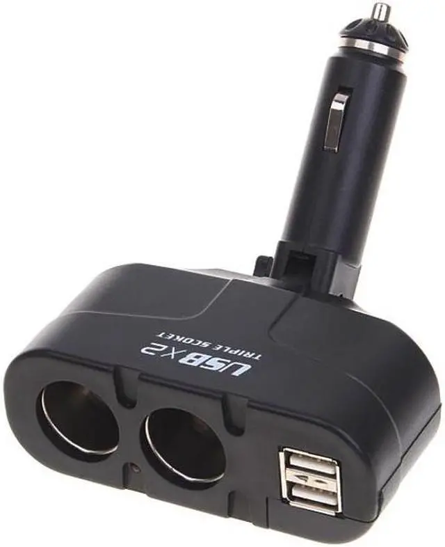 Alt view image 3 of 5 - Car Charger Lighter Socket Splitter 2-Port Adapter Two USB Ports Plug-in Black Power Multi Outlet N5O for Samsung Galaxy Note8, S5 S6 Edge Edge+ S7 Edge S8 S8+, S9 S9+ - ZTE Blade X MAX