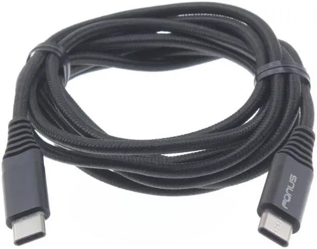 Alt view image 2 of 6 - 10ft Long Braided Type-C Cable [C-to-C] Black Sync Wire USB-C Power Cord [Rapid Charge] High Speed L3E for ZTE ZMax Pro Z981