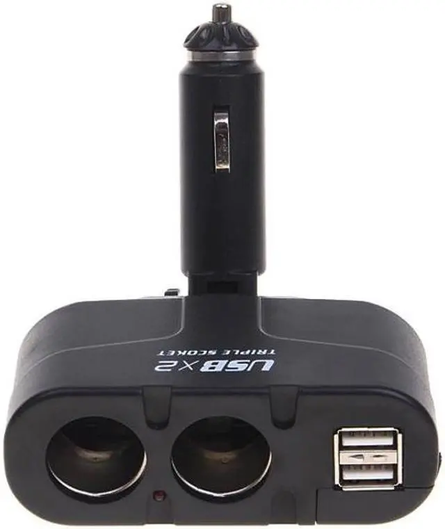Alt view image 2 of 5 - Car Charger Lighter Socket Splitter 2-Port Adapter Two USB Ports Plug-in Black Power Multi Outlet N5O for Samsung Galaxy Note8, S5 S6 Edge Edge+ S7 Edge S8 S8+, S9 S9+ - ZTE Blade X MAX