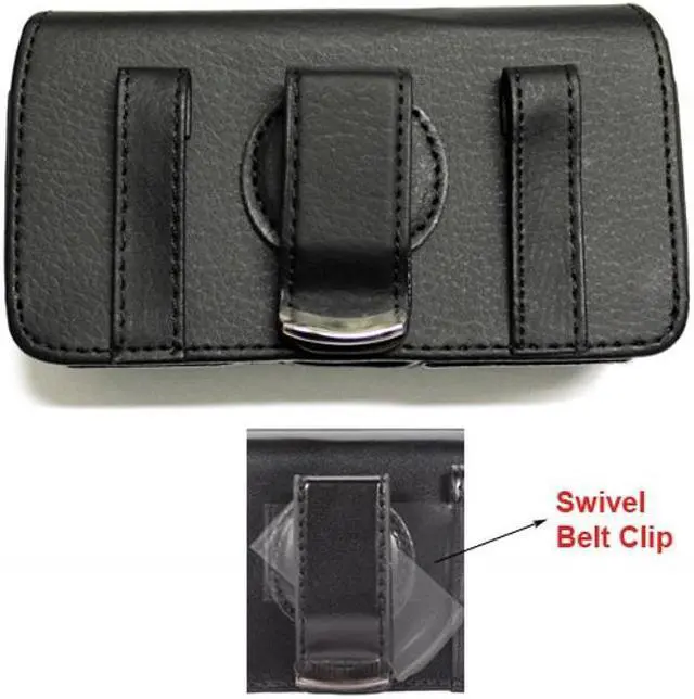 Alt view image 2 of 4 - Black Leather Side Case Side Cover Pouch for LG Optimus Exceed 2 L70, Realm - ZTE Sonata 2