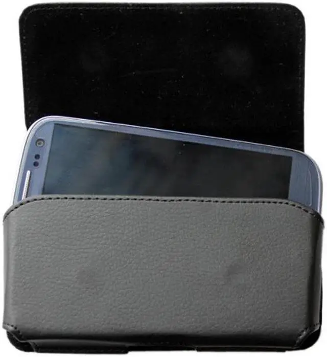 Alt view image 4 of 4 - Black Leather Side Case Side Cover Pouch for LG Optimus Exceed 2 L70, Realm - ZTE Sonata 2