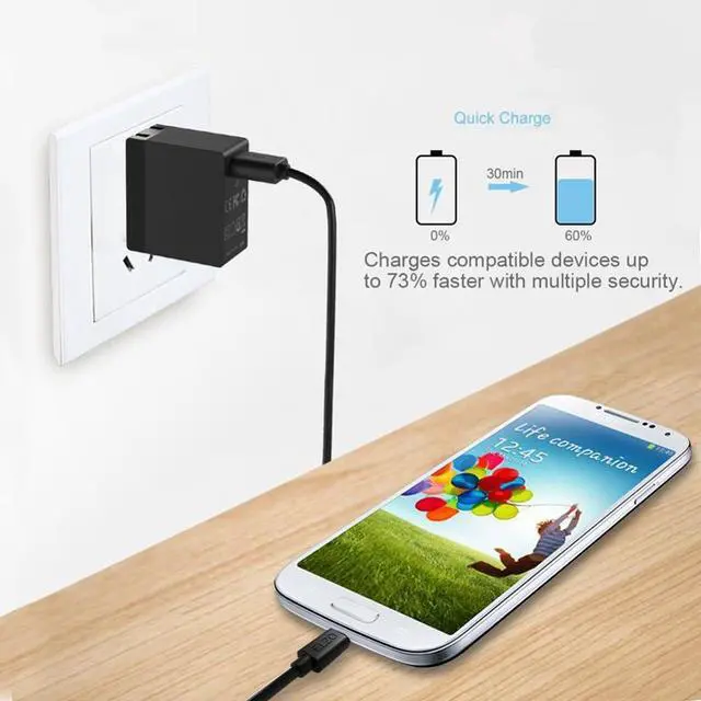 Alt view image 3 of 6 - 18W Adaptive Fast USB Home Charger 6ft Type-C Cable Adapter Wall Travel AC Power for Samsung Galaxy Tab S3 9.7 S9+ S9, S8+ S8, Note9 Note8 - ZTE ZMax Pro Z981, Max XL Duo LTE, Grand X4 X3, X Max 2