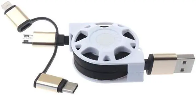 Main image of Retractable 3-in-1 USB Cable Charge Sync Power Wire Cord w Fast Charging Compatible With Motorola Moto Z3 Play G6