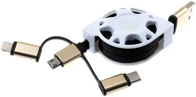 Alt view image 2 of 6 - Retractable 3-in-1 USB Cable Charge Sync Power Wire Cord w Fast Charging Compatible With Motorola Moto Z3 Play G6