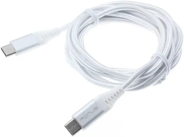 Alt view image 3 of 6 - 10ft Long Braided Type-C Cable [C-to-C] White Sync USB Wire USB-C Power Data Cord Compatible With LG V35 ThinQ, Stylo 4, G7 ThinQ