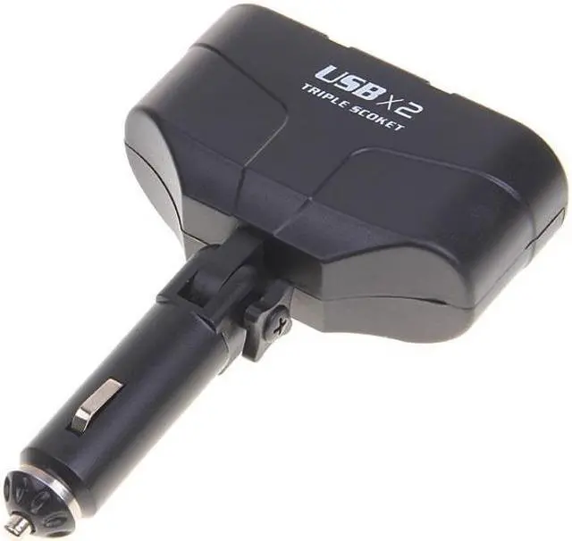 Alt view image 5 of 5 - Car Charger Lighter Socket Splitter 2-Port Adapter Two USB Ports Plug-in Black Compatible With Verizon Ellipsis 8 7