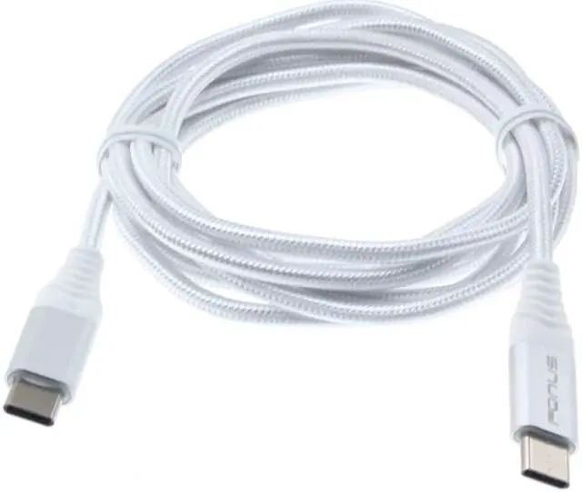 Alt view image 6 of 6 - 10ft Long Braided Type-C Cable [C-to-C] White Sync USB Wire USB-C Power Data Cord Compatible With LG V35 ThinQ, Stylo 4, G7 ThinQ