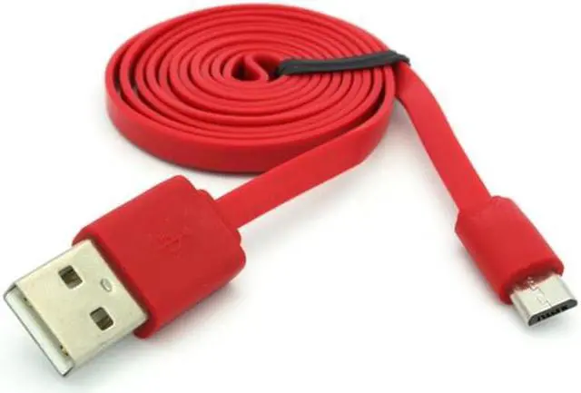 Alt view image 4 of 4 - Red 3ft Flat USB Cable Rapid Charge Power Wire Sync Cord Compatible With Samsung Galaxy J7 (2018) Refine
