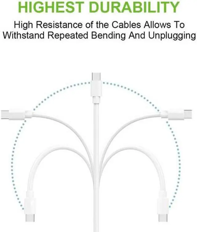 Alt view image 5 of 5 - White 6ft Long Type-C to Type-C Cable [C-to-C] Rapid Charger Sync USB Wire USB-C Compatible With Motorola Moto Z3 Play G6