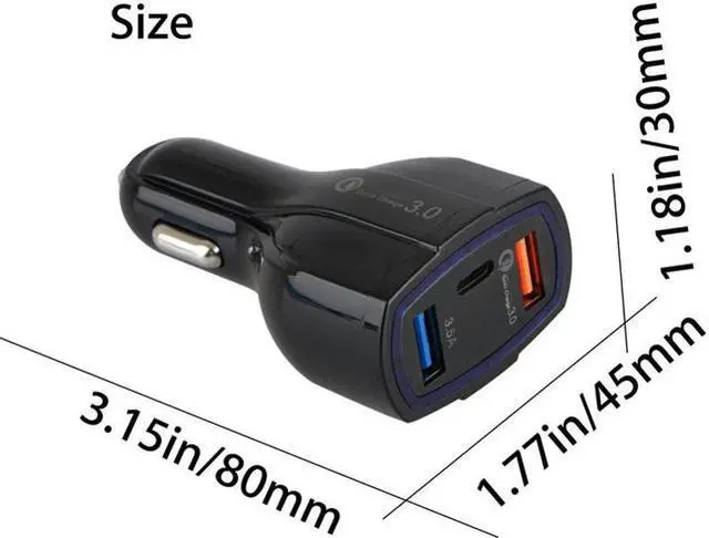 Alt view image 3 of 6 - 48W 3-Port Adaptive Fast USB Car Charger Type-C [USB-C] Port Quick Charge Port Compatible With Amazon Kindle Fire HDX 8.9 7 HD 8.9 7 6, DX, 8 10