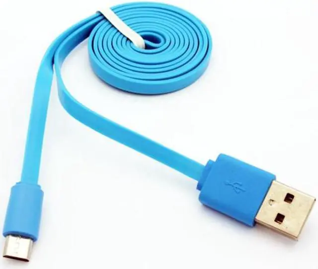 Alt view image 2 of 3 - Blue 3ft Flat Micro USB Cable Charge Power Wire Sync Data Transfer Cord Compatible With Huawei Mate SE