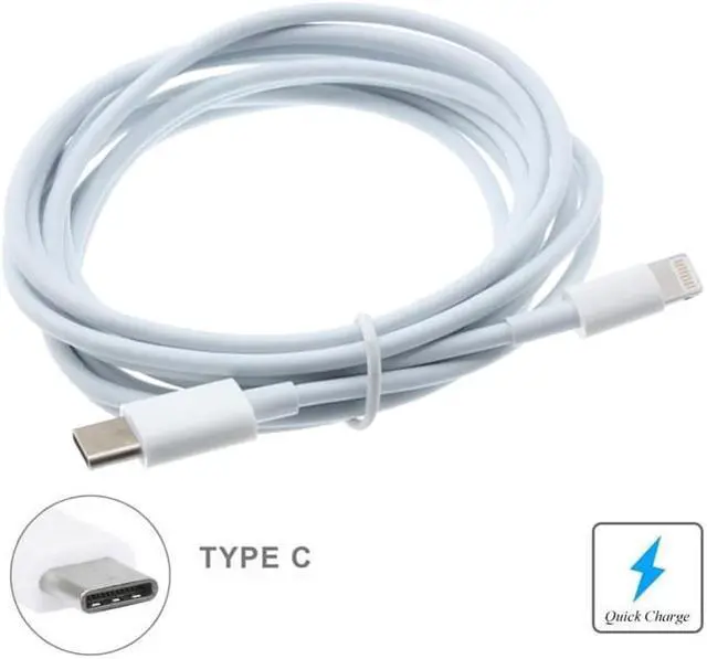Alt view image 4 of 6 - Premium 6ft Long Type-C to iPhone Cable White USB Wire Sync USB-C Power Data Compatible With iPod Touch 5 Nano 7th Gen, iPhone XS Max XR X 8 PLUS 7 Plus 6S Plus 6 Plus 5S, iPad Pro 9.7