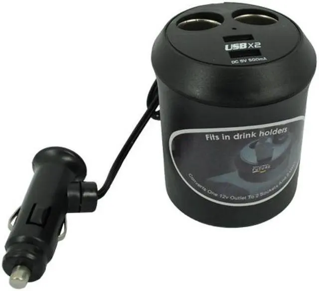 Main image of Car Charger Cup Holder Socket Splitter 2-Port Adapter Dual USB Ports Black Multi Compatible With OnePlus 6