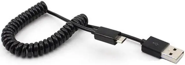 Alt view image 4 of 6 - Black Coiled Micro USB Cable Rapid Charge Power Wire Sync Data Transfer Cord Compatible With Huawei Mate SE