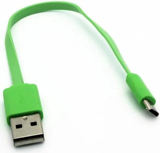 Alt view image 2 of 3 - Green Short Flat USB Cable Rapid Charge Power Wire Sync Micro-USB Data Cord Compatible With Samsung Galaxy J7 (2018) Refine