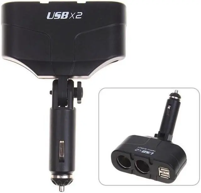 Main image of Car Charger Lighter Socket Splitter 2-Port Adapter Two USB Ports Plug-in Black Compatible With Motorola Moto Z3 Play G6