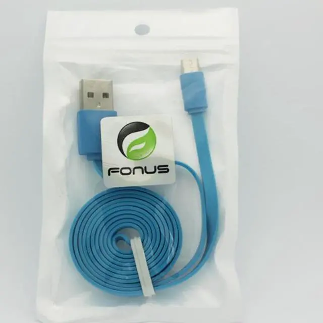 Alt view image 3 of 3 - Blue 3ft Flat Micro USB Cable Charge Power Wire Sync Data Transfer Cord Compatible With Huawei Mate SE