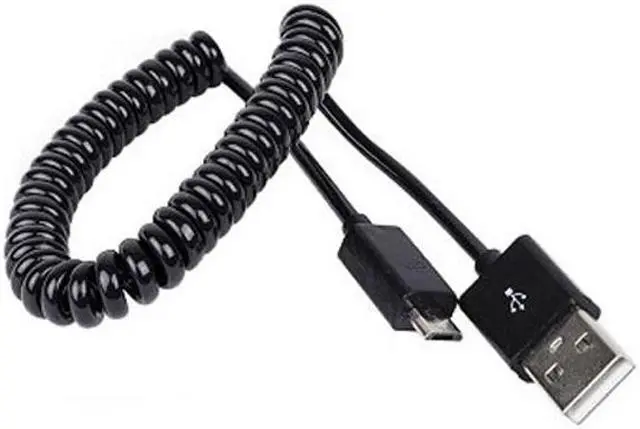 Alt view image 5 of 6 - Black Coiled Micro USB Cable Rapid Charge Power Wire Sync Data Transfer Cord Compatible With Huawei Mate SE