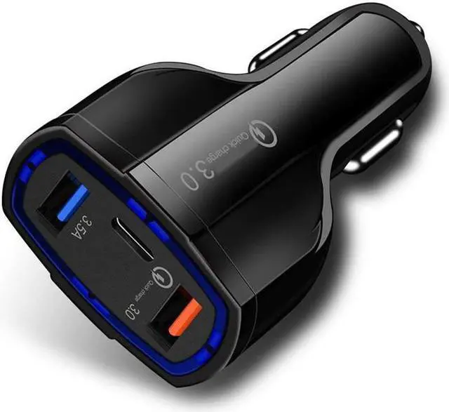 Main image of 48W 3-Port Adaptive Fast USB Car Charger Type-C [USB-C] Port Quick Charge Port Compatible With Amazon Kindle Fire HDX 8.9 7 HD 8.9 7 6, DX, 8 10