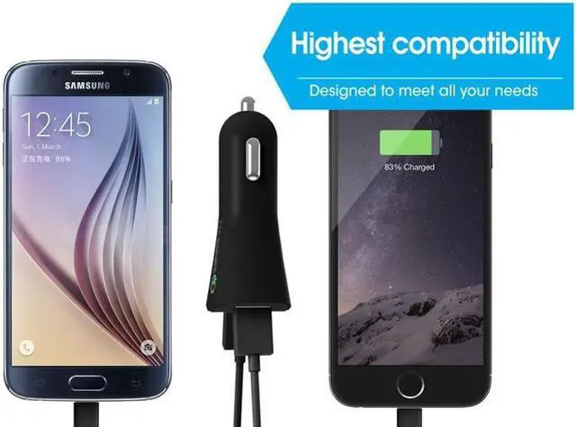 Alt view image 4 of 7 - 30W 2-Port Adaptive Fast USB Car Charger Quick Charge with Smart Detect Ultra Compatible With Verizon Ellipsis 8 7