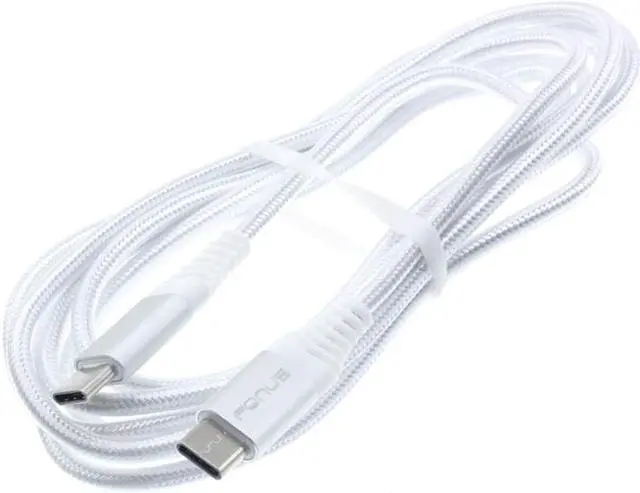 Alt view image 2 of 6 - 6ft Long Braided Type-C Cable [C-to-C] White USB Wire Sync USB-C Power Data Cord Compatible With Lenovo Moto Tab (10.1)