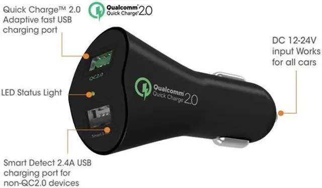 Alt view image 5 of 7 - 30W 2-Port Adaptive Fast USB Car Charger Quick Charge with Smart Detect Ultra Compatible With Verizon Ellipsis 8 7